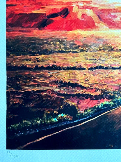 Bob Dylan Lithograph "Sunset In Monument Valley" Signed Op Numbered By Hand