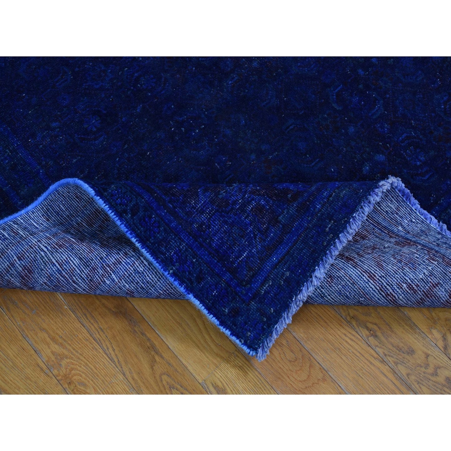 5'1"X10' Blue Hand Knotted Wool Zoroastrian Musel Wide Runner Rug
