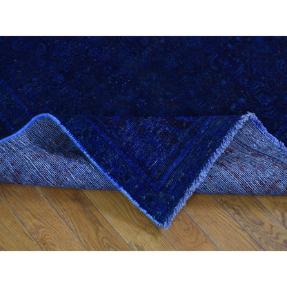 5'1"X10' Blue Hand Knotted Wool Zoroastrian Musel Wide Runner Rug