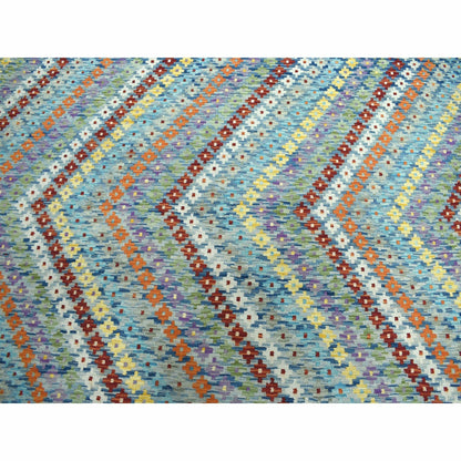 10'2"X13'4" Colorful Afghan Kilim Pure Wool Hand Woven Oriental Rug