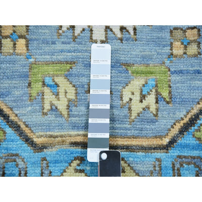 10'2"X14'3" Dawn Blue Heris Fabuloso Central Medallion Hand Knotted Rug