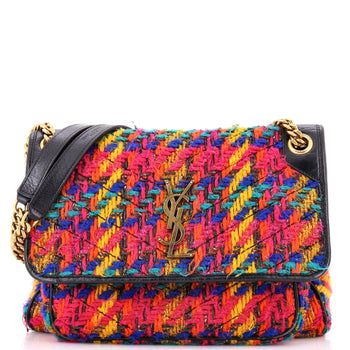 Saint Laurent Niki Chain Flap Bag Matelasse Chevron Tweed Medium