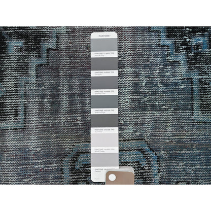 3'6"X5'9" Gray Ovedyed Vintage Zoroastrian Worn Down Hand Knotted Wool Rug