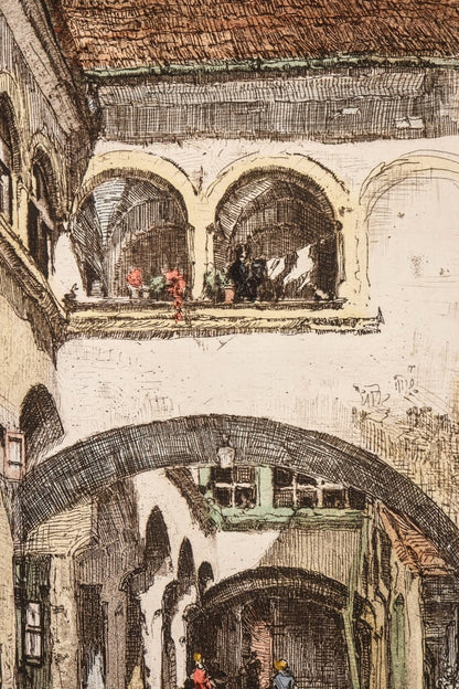 Herta Czernik-Kobanz Gzonning Etching Coloring "Mdling, Hafnerhaus" Beethoven