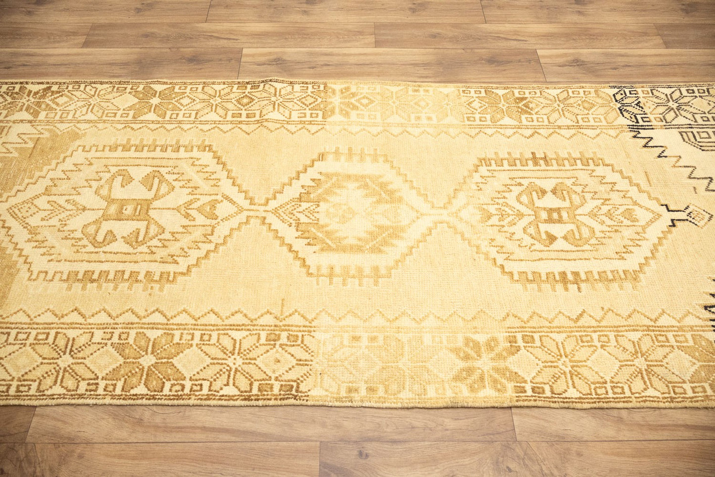 Handmade tribal rug kitchen carpet semi antique muted oriental runner 3x10 ft