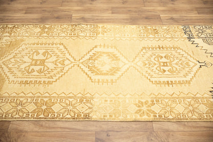 Handmade tribal rug kitchen carpet semi antique muted oriental runner 3x10 ft