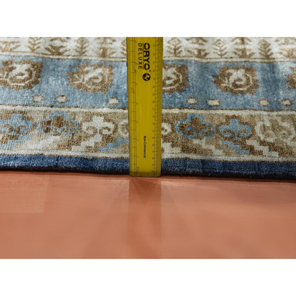 8'9"X12' Yale Blue Hand Knotted 100% Pure Real Silk Khotan Design Rug