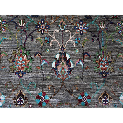 8'1"X11'2" Thunder Gray Wool Hand Knotted Sultani Pomegranate Design Rug