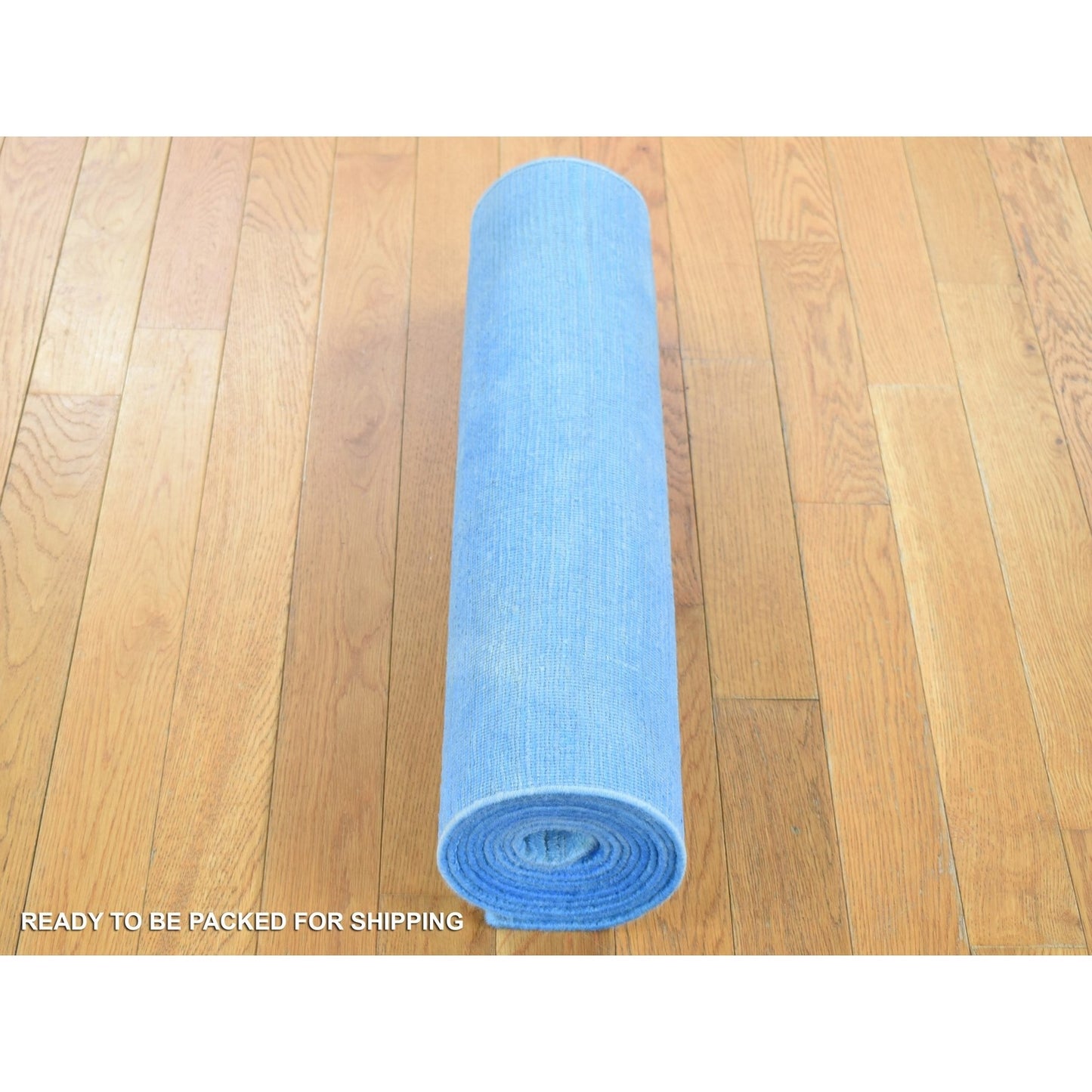 2'5"X10'2" Blue Overdyed Wool Hand Knotted Modern Design Runner Rug