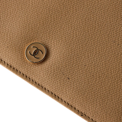 Chanel Cc Button Bi-Fold Wallet Leather Long