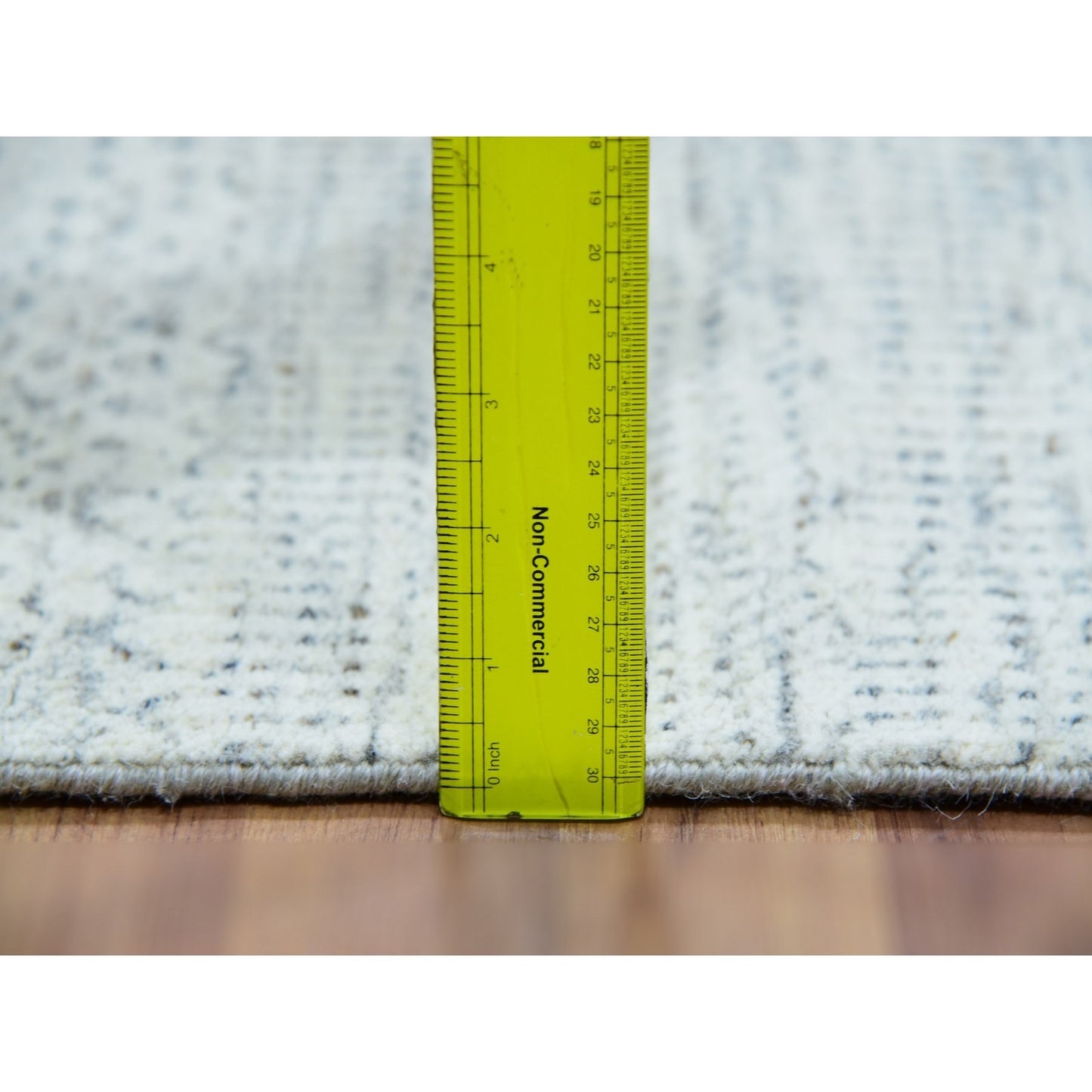 2'6"X8'1" Mindful Gray Undyed Wool Hand Knotted Grass Design Runner Rug