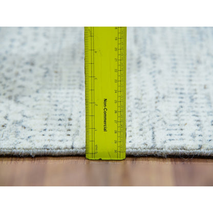2'6"X8'1" Mindful Gray Undyed Wool Hand Knotted Grass Design Runner Rug