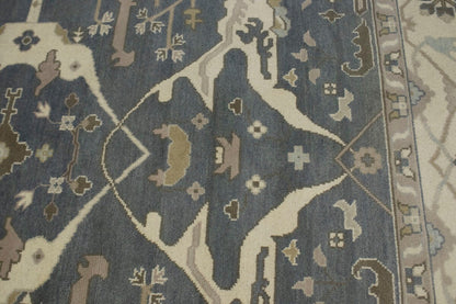 Handmade Oushak Oriental Rug Floral Design Pastel