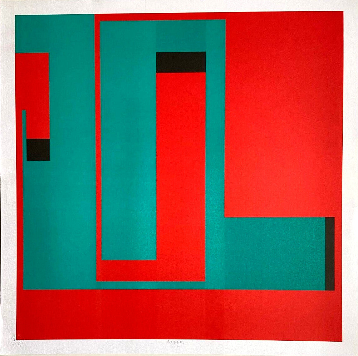 Bruno Munari "Negativo-Positivo" Lithograph 1993 70 X 70 Cm