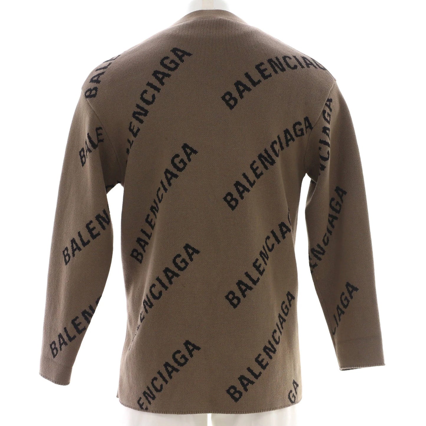 Balenciaga All Over Logo Cardigan Cotton And Wool Blend