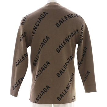 Balenciaga All Over Logo Cardigan Cotton And Wool Blend