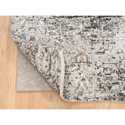 2'1"X3' Gray Hand Knotted Transitional Farsian Silk With Wool Mat Rug