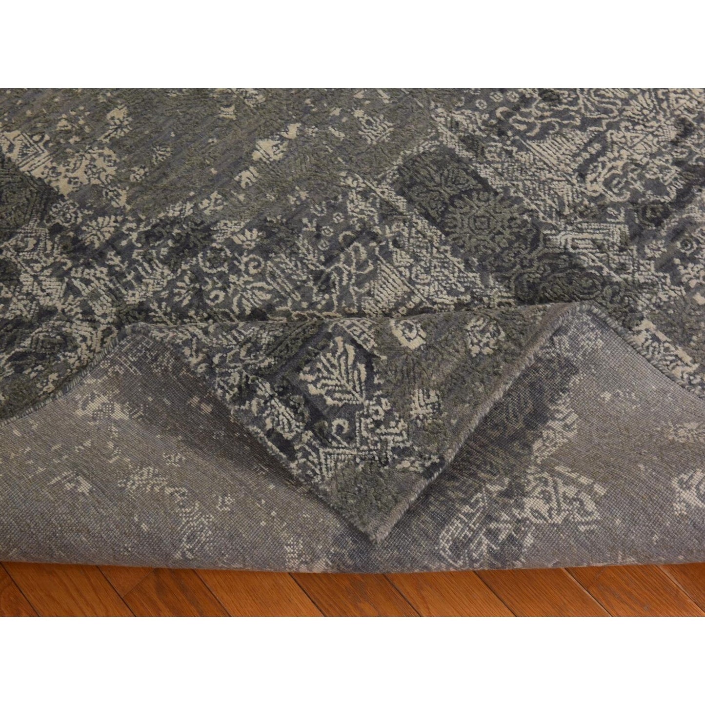 6'1"X9'2" Sonic Gray Jewelry Design Wool And Silk Hand Knotted Modern Rug