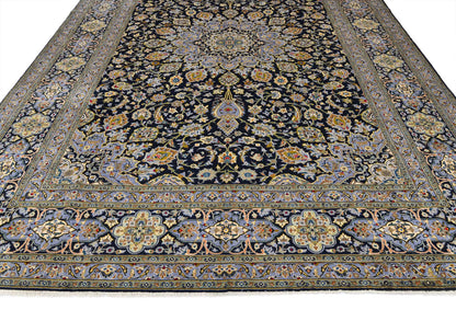 Handmade Oriental Rug Purple-Navy Medallion