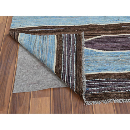 6'3"X9' Hand Woven Flat Weave Kilim Brown Mountain Design Reversible Rug