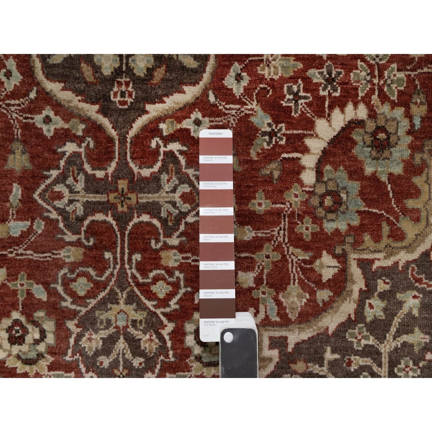 7'10"X10'1" Red Antiqued Fine Heris Re-Creation Hand Knotted Wool Rug