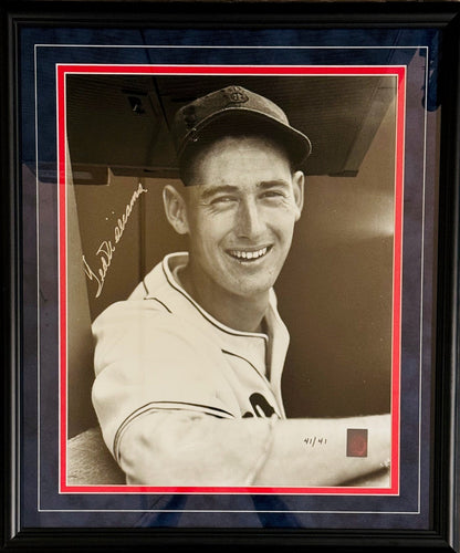 Ted Williams Signed 1939 Brearley Head Shot Framed 16X20 Photo #41/41 (Green Dia