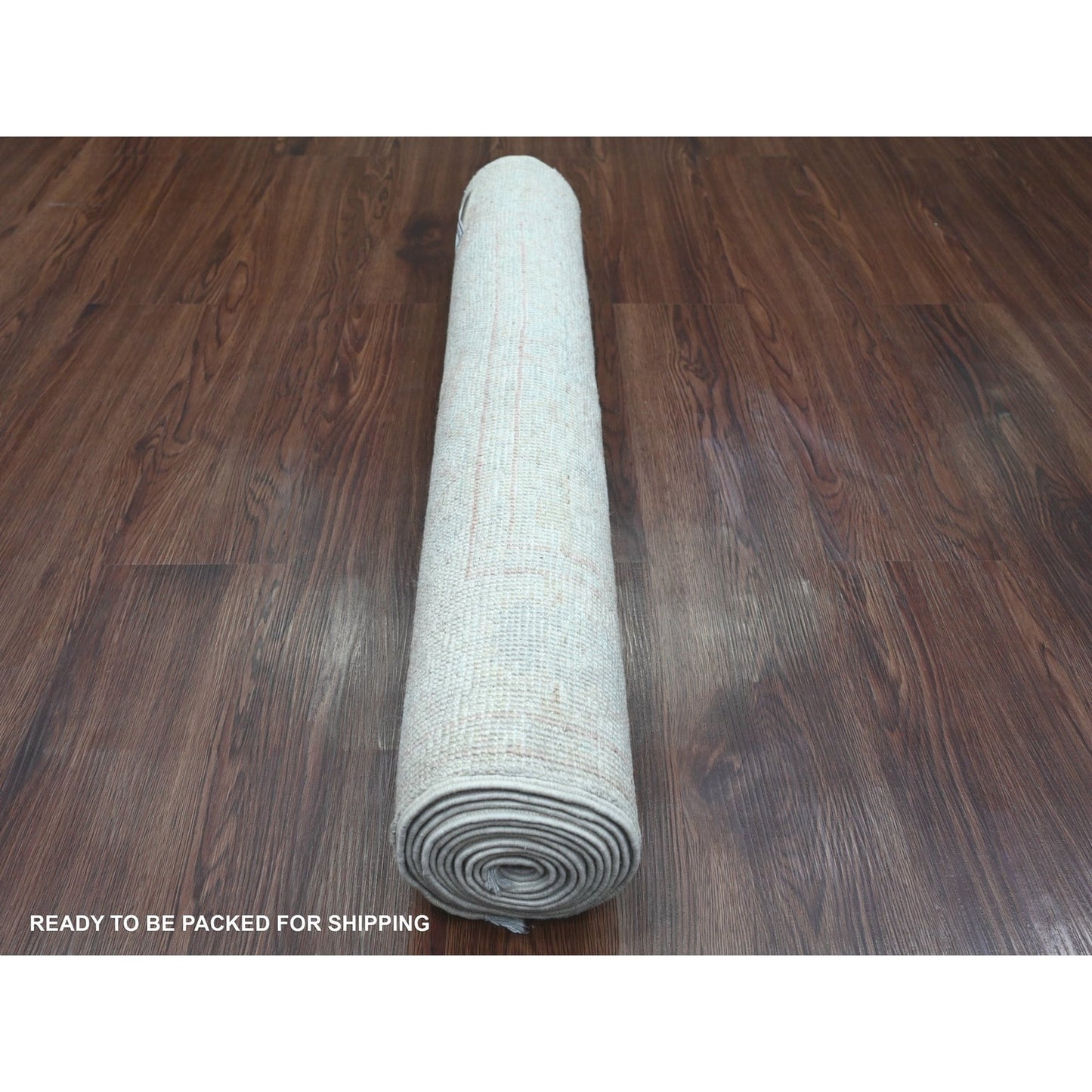 2'10"X9'7" White Afghan Angora Oushak Hand Knotted 100% Wool Runner Rug