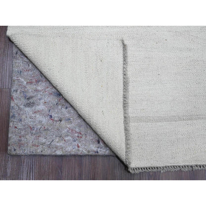 9'X12' White Flat Weave Solid Design Hand Woven Afghan Hand Spun Wool Rug