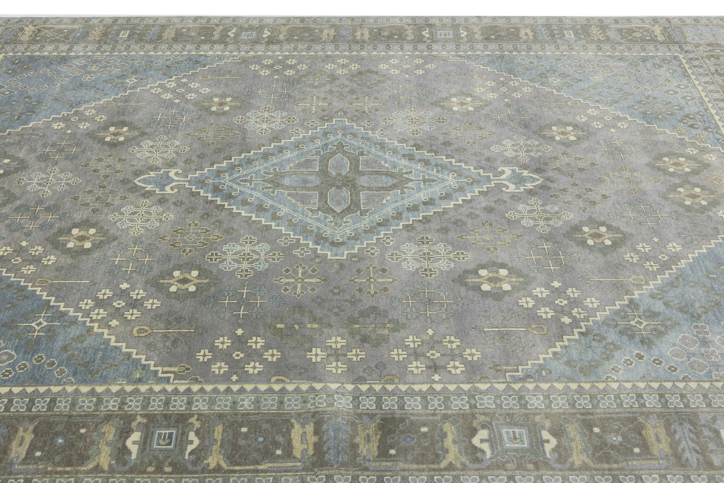 Handmade 9x12 ft Tribal Geometric Oriental Rug Muted Color Carpet