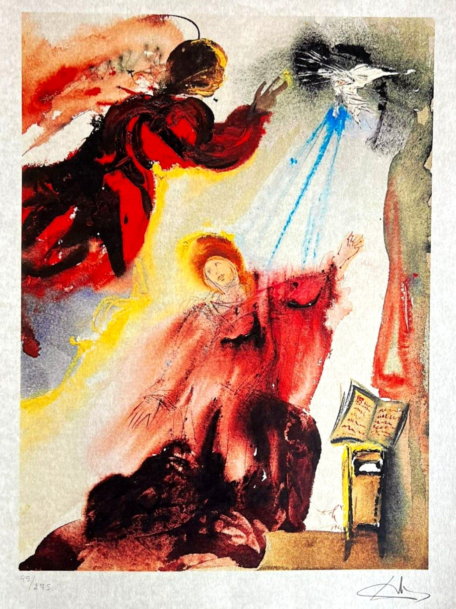 Salvador Dal Lithograph ' Angelo Gabriele ' Coa Signed Numbered Limited Edition