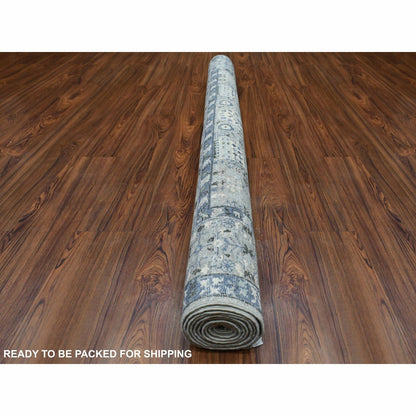 6'X9'5" Gray Afghan Peshawar Soft And Pliable Wool Hand Knotted Rug
