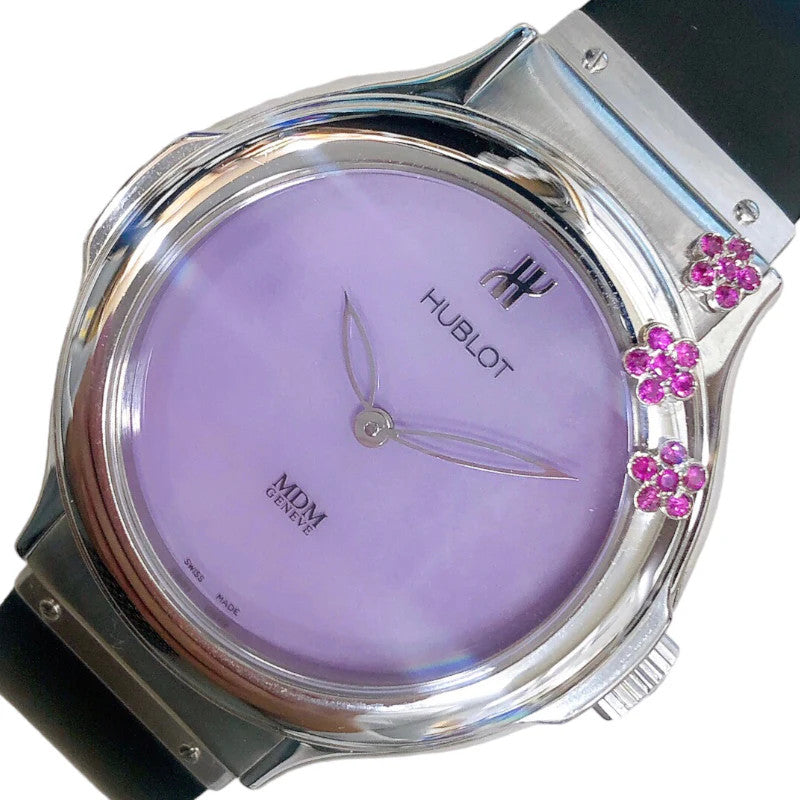 Hublot Mdm Flowers 1420Ame1 Lavender Ss/Rubber Strap Quartz