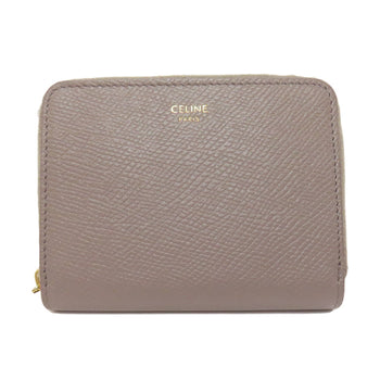 CELINE coin purse logo Leather