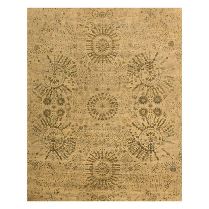 7'9"X10'1" Brown Arts And Crafts Design Natural Wool Hand Knotted Rug