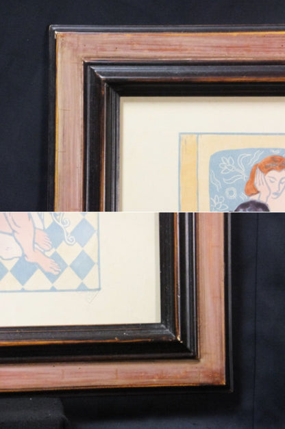 Clment Serveau 1945 Signed Color Woodcut "Moment Of Rest" Nude W/ Stamp Paris