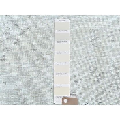 9'3"X13' Ivory Vintage Farsian Tebraz Worn Wool Hand Knotted Rug