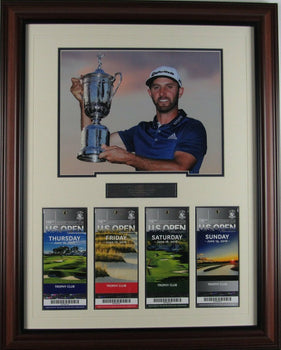 Dustin Johnson Us Open Ticket Collage Framed