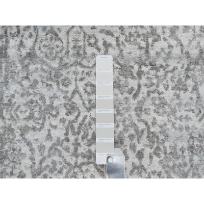 2'7"X16' Gray Zoroastrian Design Hand Knotted Wool And Silk Runner Rug