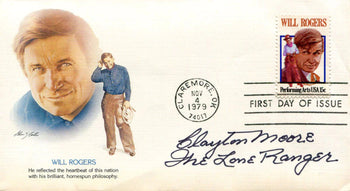 Clayton Moore The Lone Ranger Autographed First Day Envelope (Jsa)