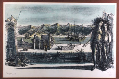 Jean Carzou (French / Armenian) Rare 1959 Signed Original Lithograph Framed