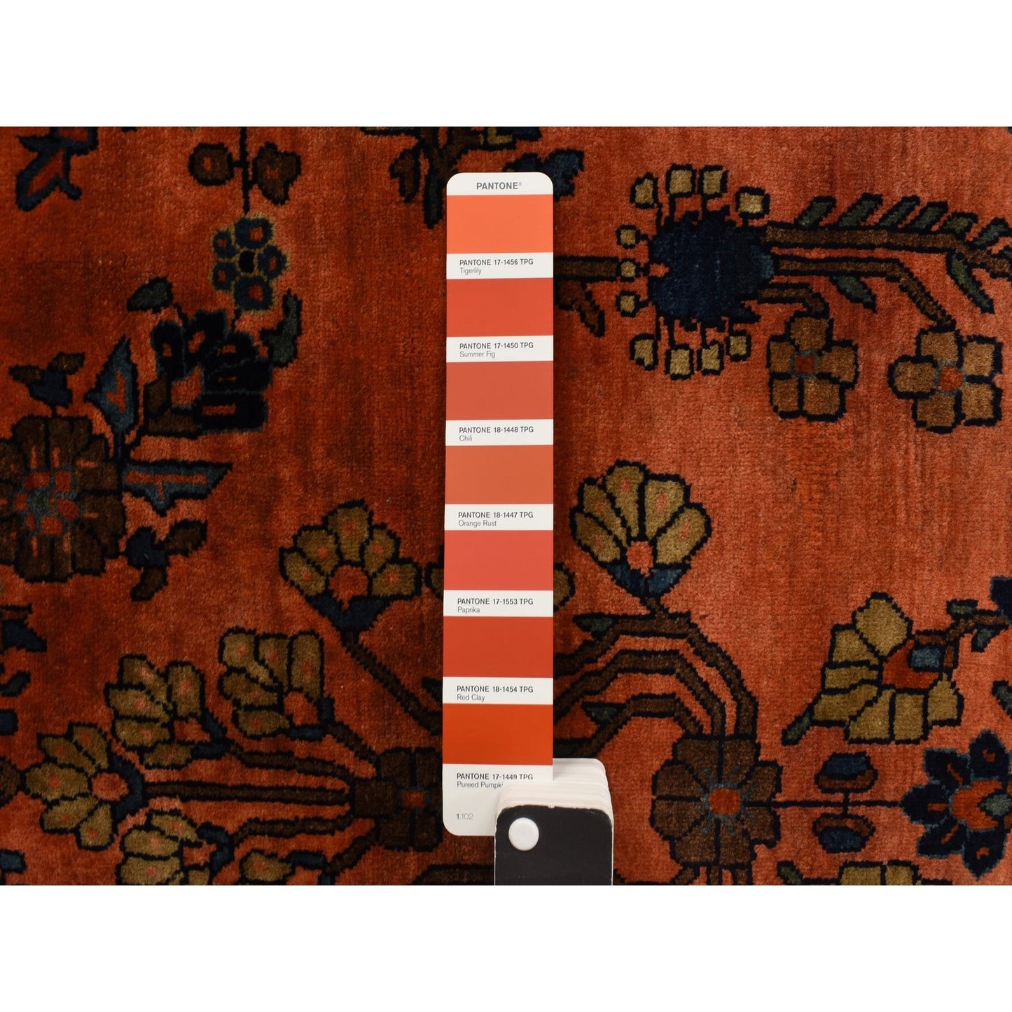 4'2"X6'4" Orange Rust Antique Zoroastrian Sarouk Mohajoren Oriental Rug