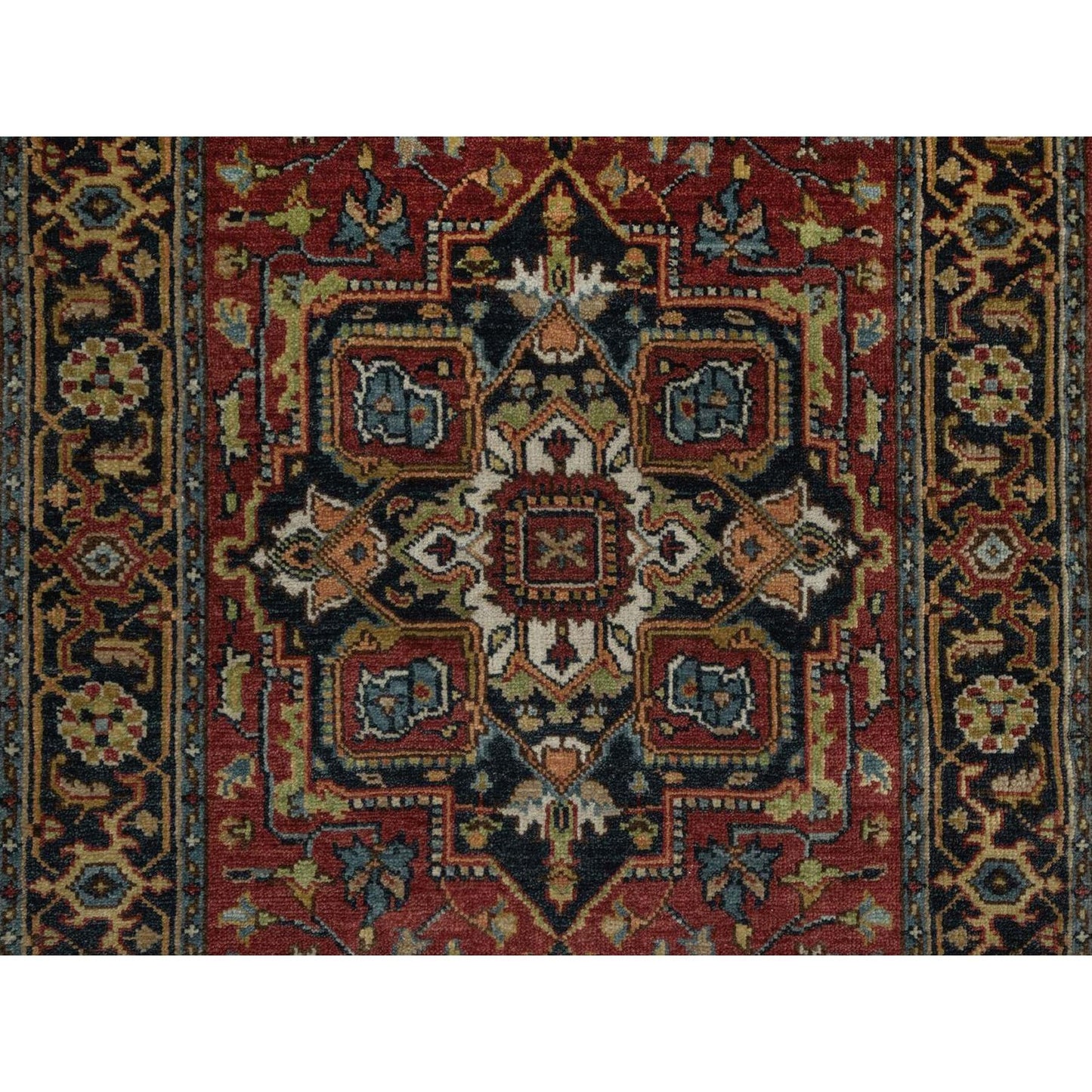 2'7"X8' Red Soft Wool Rug Antiqued Fine Heris Revival Hand Knotted Runner