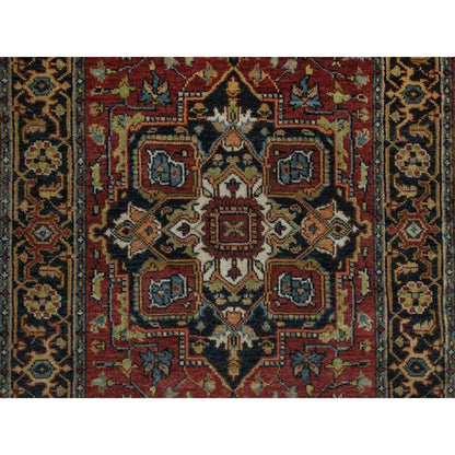 2'7"X8' Red Soft Wool Rug Antiqued Fine Heris Revival Hand Knotted Runner