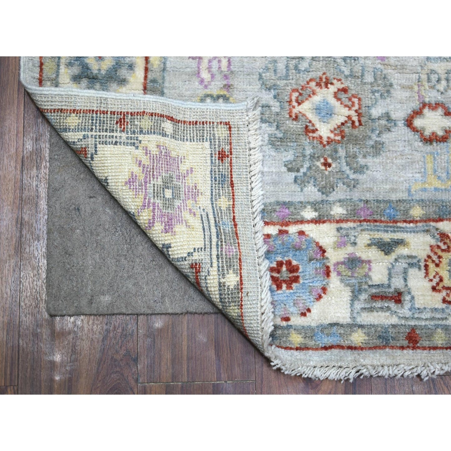 2'8"X9'10" Gray Soft Wool Hand Knotted Afghan Angora Oushak Runner Rug