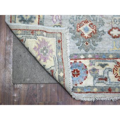2'8"X9'10" Gray Soft Wool Hand Knotted Afghan Angora Oushak Runner Rug
