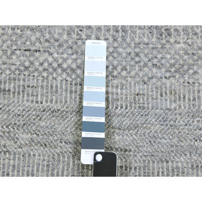 6'X6' Dark Gray Modern Grass Design Undyed Wool Hand Knotted Oriental Rug