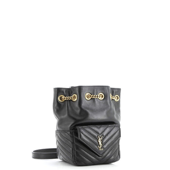 Saint Laurent Joe Bucket Bag Matelasse Chevron Leather Mini