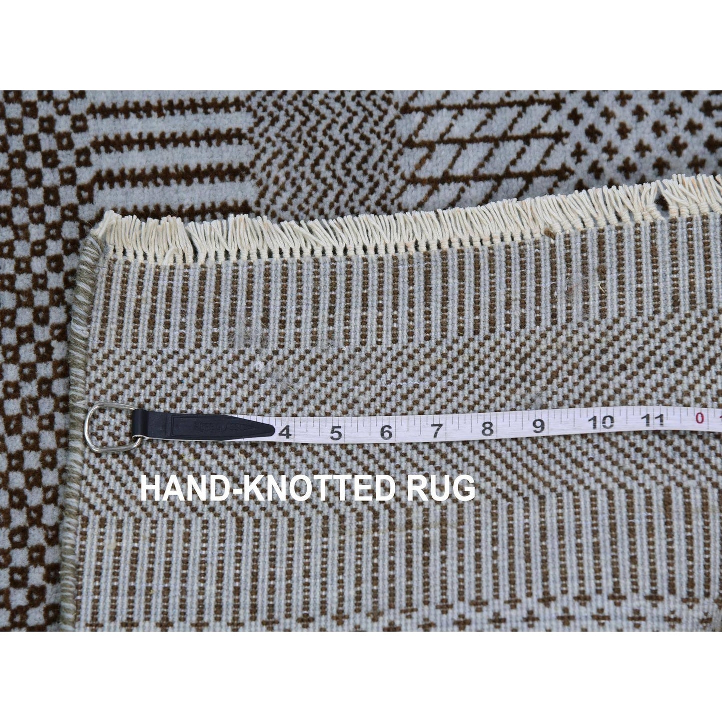 2'2"X3'3" Chrome Gray Dyed 100% Wool Grass Design Hand Knotted Mat Rug