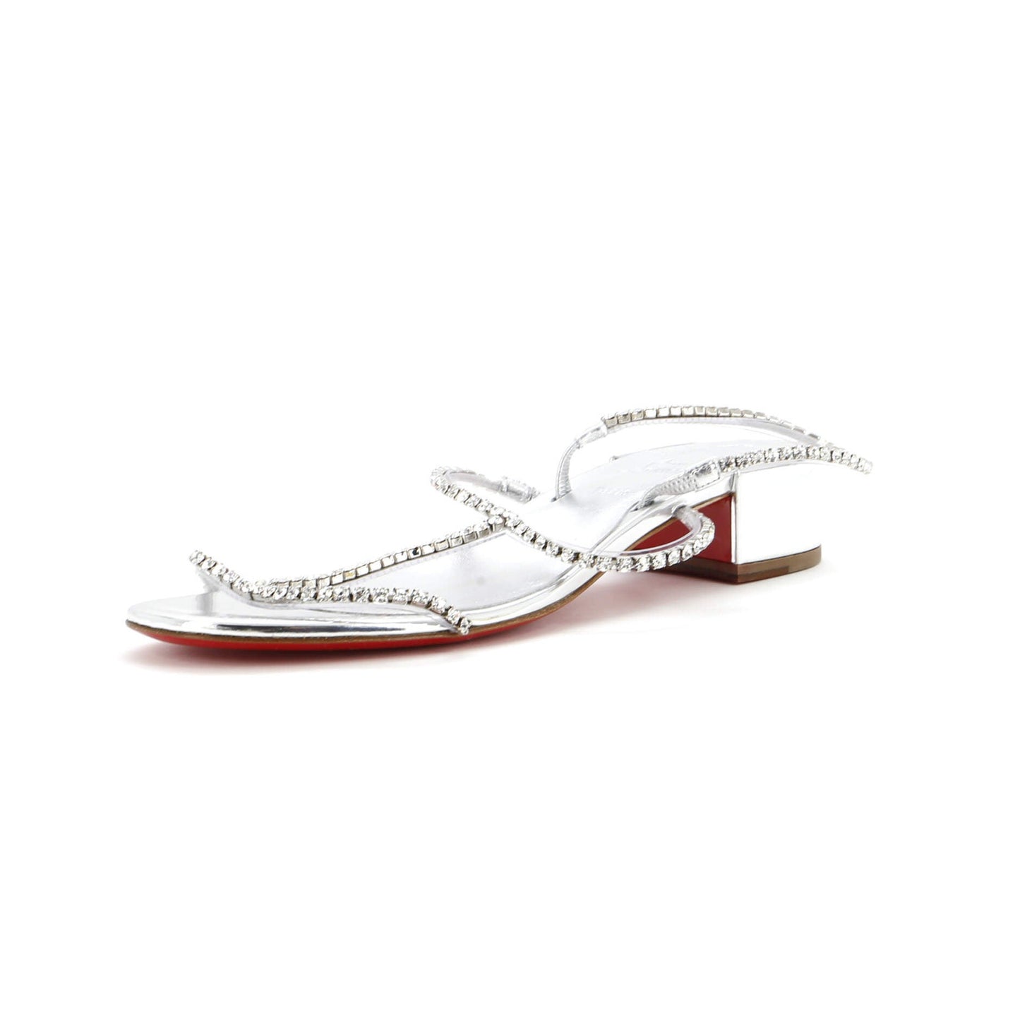 Christian Louboutin Women'S Simple Queenie Sandals Crystal Embellished Leather
