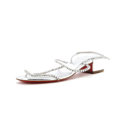 Christian Louboutin Women'S Simple Queenie Sandals Crystal Embellished Leather